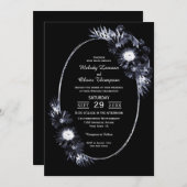 Black Floral bruiloft uitnodiging (Voorkant / Achterkant)