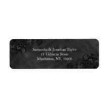 Black Floral Chalkboard Small Return Address Label