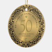 Black Floral Circle 50th Wedding Jubileum Keramisch Ornament (Links)