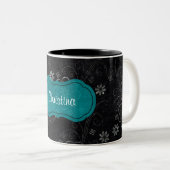 Black Floral Coffee Mug Cup (Devant droit)