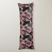 Black Floral Custom Initialen Body Pillow Lichaamskussen (Achterkant (Verticaal))