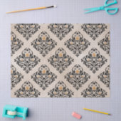 Black Floral Damask op Tan-decoupage Tissuepapier (Craft)