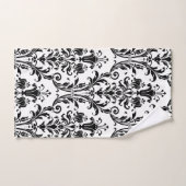 Black Floral Damask op White Bad Handdoek (Handdoek)