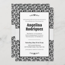 Black Floral Damask Photo Afstuderen