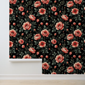 Black Floral Dream Behang