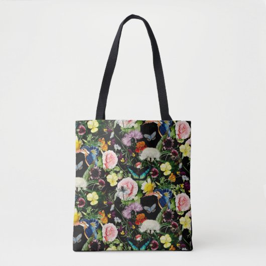 Black Floral EDEN Pattern Draagtas (Voorkant)