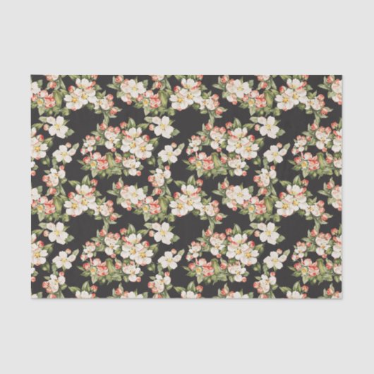 Black Floral Elegant Tissuepapier (Voorkant)