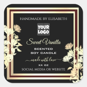 Black Floral Étiquette Logo Gold