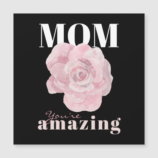 Black Floral Fête des Mères Magnet de voeux (Devant)