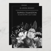 Black Floral Funeral Memorial Programme (Devant / Derrière)