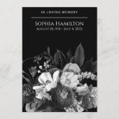 Black Floral Funeral Memorial Programme (Devant)