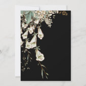 Black Floral Garland Script Elegant Wedding Kaart (Achterkant)