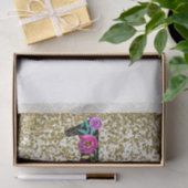 Black Floral Gold Glitter ONE 1 1e verjaardag Tissuepapier (Geschenk)