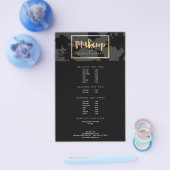 Black Floral Gold Text Makeup Artist Flyer (Enkel)