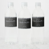 Black Floral Gothic Bachelorette Party Waterfles Etiket (Flessen)