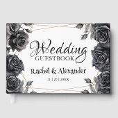 Black Floral Gothic Wedding Livre d'Invité (Recto)