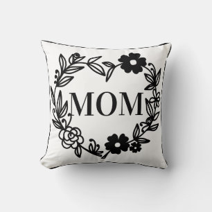 Black Floral Heart met DAD binnen Kussen