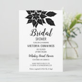 Black Floral Hibiscus Invitation Kaart (Staand voorkant)