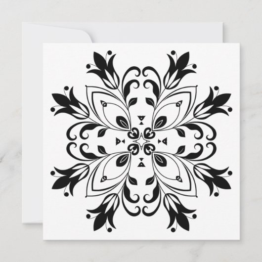 Black Floral Mandala Kaart (Achterkant)