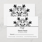 Black Floral Mandala RSVP Kaartje (Voorkant / Achterkant)