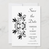 Black Floral Mandala Save The Date (Voorkant)