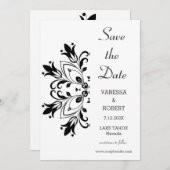 Black Floral Mandala Save The Date (Voorkant / Achterkant)