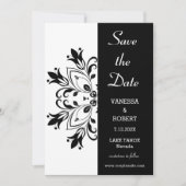 Black Floral Mandala Save The Date (Voorkant)