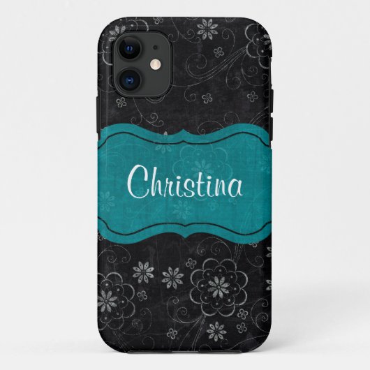 Black Floral Mate ID™ iPhone 5 Coque (Dos)