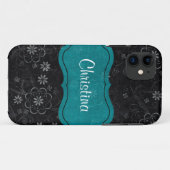 Black Floral Mate ID™ iPhone 5 Coque (Dos (Horizontal))