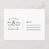 Black Floral Modern Ampersand Chic Bewaar de datum Aankondigingskaart (Achterkant)