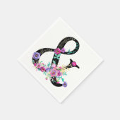 Black Floral Modern Ampersand Chic Spring Wedding Servetten (Hoek)