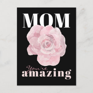 Black Floral Moederdag Holiday Post Kaart