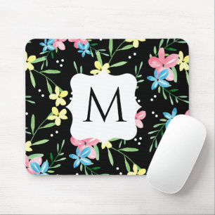 Black Floral Monogram Muismat