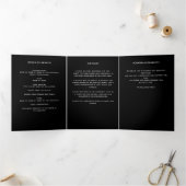 Black floral or photo tri-pli programme funéraire (Intérieur)