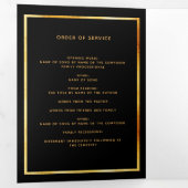 Black floral or photo tri-pli programme funéraire (Intérieur en premier)