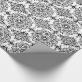 Black Floral Paisley Mandala Pattern Cadeaupapier (Hoek)