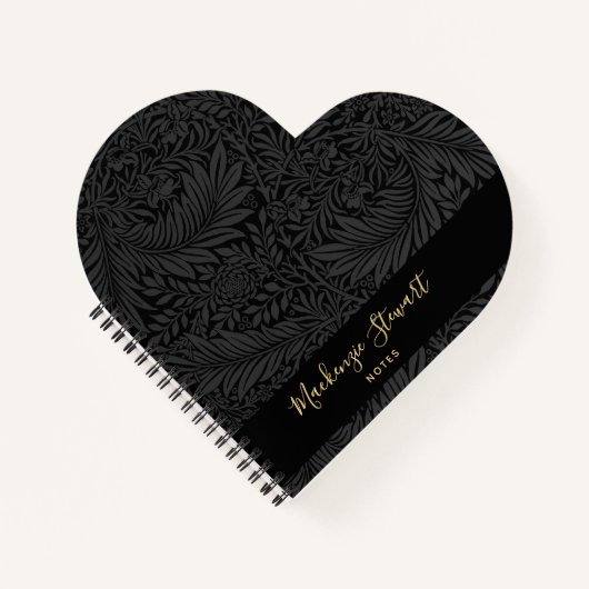 Black Floral Pattern Sketchbook Notitieboek (Voorkant)