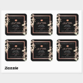 Black Floral Product Packaging Labels Roos Gold (Vel)
