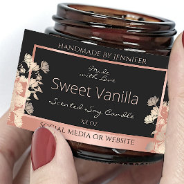 Black Floral Product Packaging Labels Roos Gold