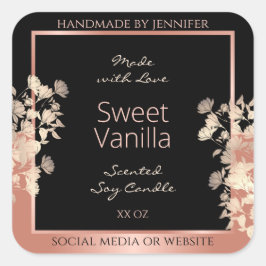 Black Floral Product Packaging Labels Roos Gold