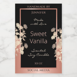 Black Floral Product Packaging Labels Roos Gold Voedselcontainer Etiket