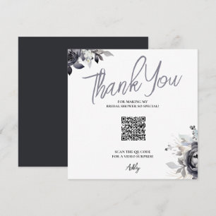 Black Floral QR Code Dank u kaart