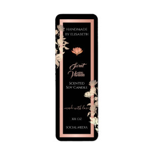 Black Floral Rose Gold Produit Packaging Étiquette