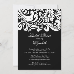 Black Floral Swirl Bridal Shower Innodiging Formel Kaart