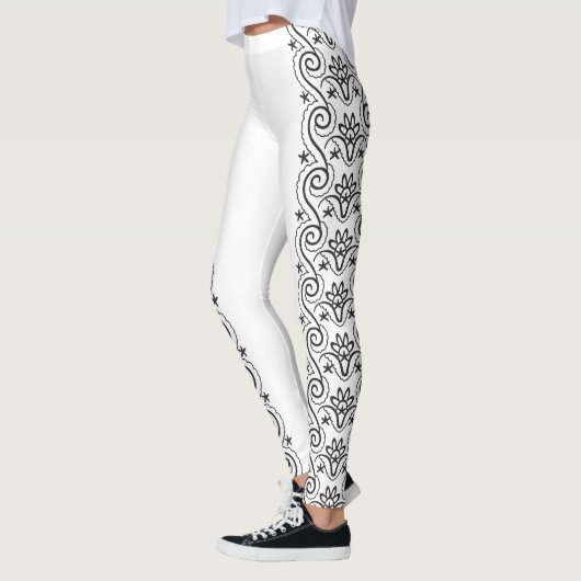 Black Floral Swirls Leggings (Links)