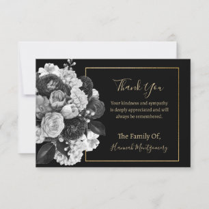 Black Floral Sympathy Note Kaart Notitiekaartje