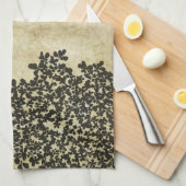 Black Floral  Theedoek (Quarter Fold)