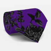 Black Floral Vine Wedding Gothic Paars Stropdas (Opgerold)