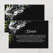 Black Floral Wedding Details Enclosure Card Informatiekaartje (Voorkant / Achterkant)