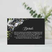 Black Floral Wedding Details Enclosure Card Informatiekaartje (Staand voorkant)